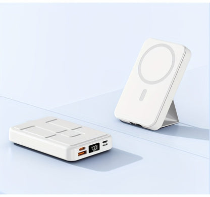 10000mAh Magnetic Power Bank with Folding Kickstand, Percentage Display and Multiple Charging Ports
