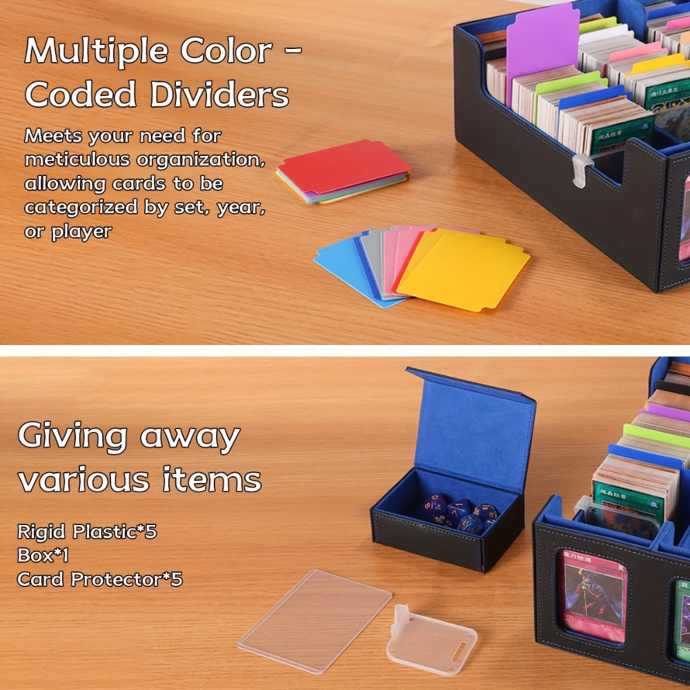 Front-Window Five-Row Collector Card Organizer with 24 Color Dividers, Five Clear Holders and Five Color Choices