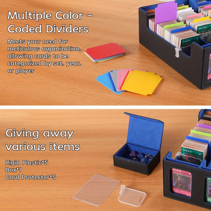 Front-Window Five-Row Collector Card Organizer with 24 Color Dividers, Five Clear Holders and Five Color Choices