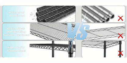 Metal Storage Shelving Unit Heavy Duty Adjustable 4 5 Tier Steel Shelf Rack for Garage Kitchen Pantry Workshop Black Chrome MZG