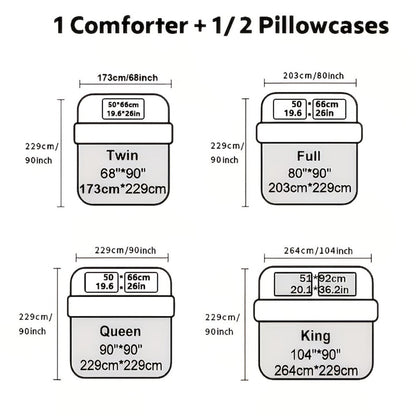 Comforter Set 2-3 Piece Rhombus Grid Luxury - Soft Lightweight Breathable Oversized Bedding Set with Pillowcases, All Season Twin Queen King, 24 Colors Available