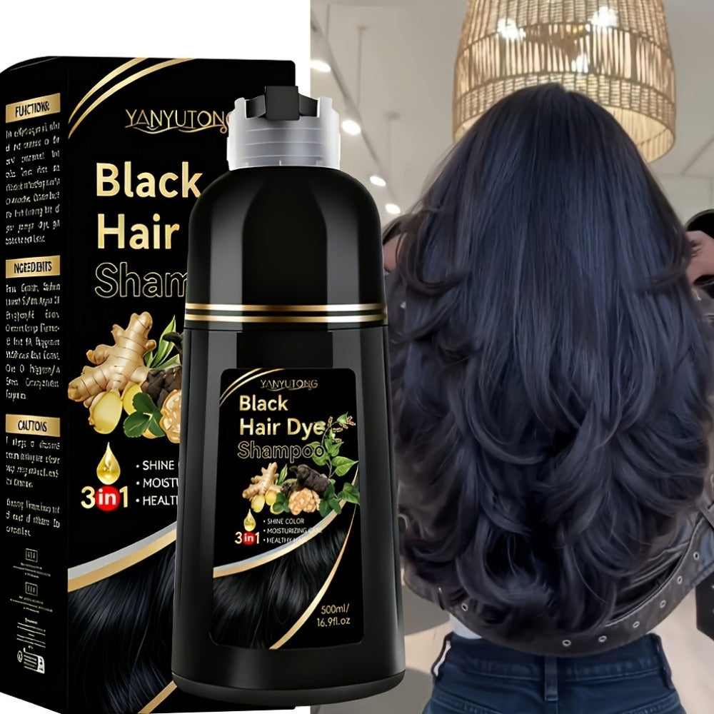 Ammonia-Free Herbal Hair Color Shampoo 3-in-1 Colors in 15 Minutes Lasts 30 Days - Semi Permanent Gray Coverage Moisturizing Cleansing Black Dark Brown Chestnut Brown Red for Women Men