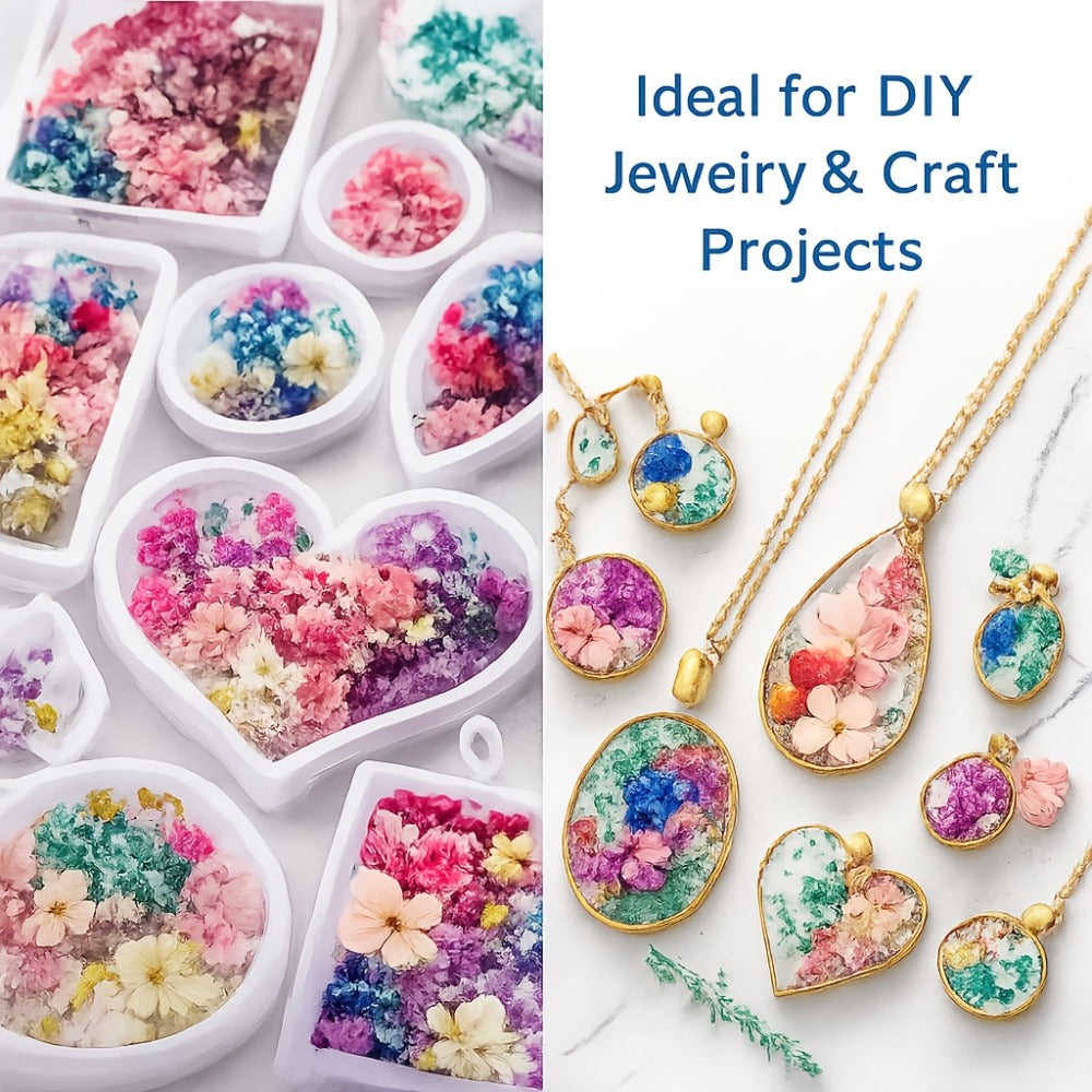 Four-Box Random Dried Flower Craft Set for Resin Jewelry, Candles and Cards with Mixed Color Assortment