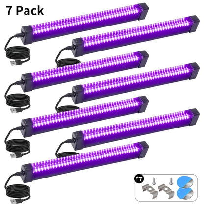 Compact USB UV Black-Light Bar Set with Pictured LED Rows, Inline Controls and 5-, 6-, 7- or 8-Pack Options