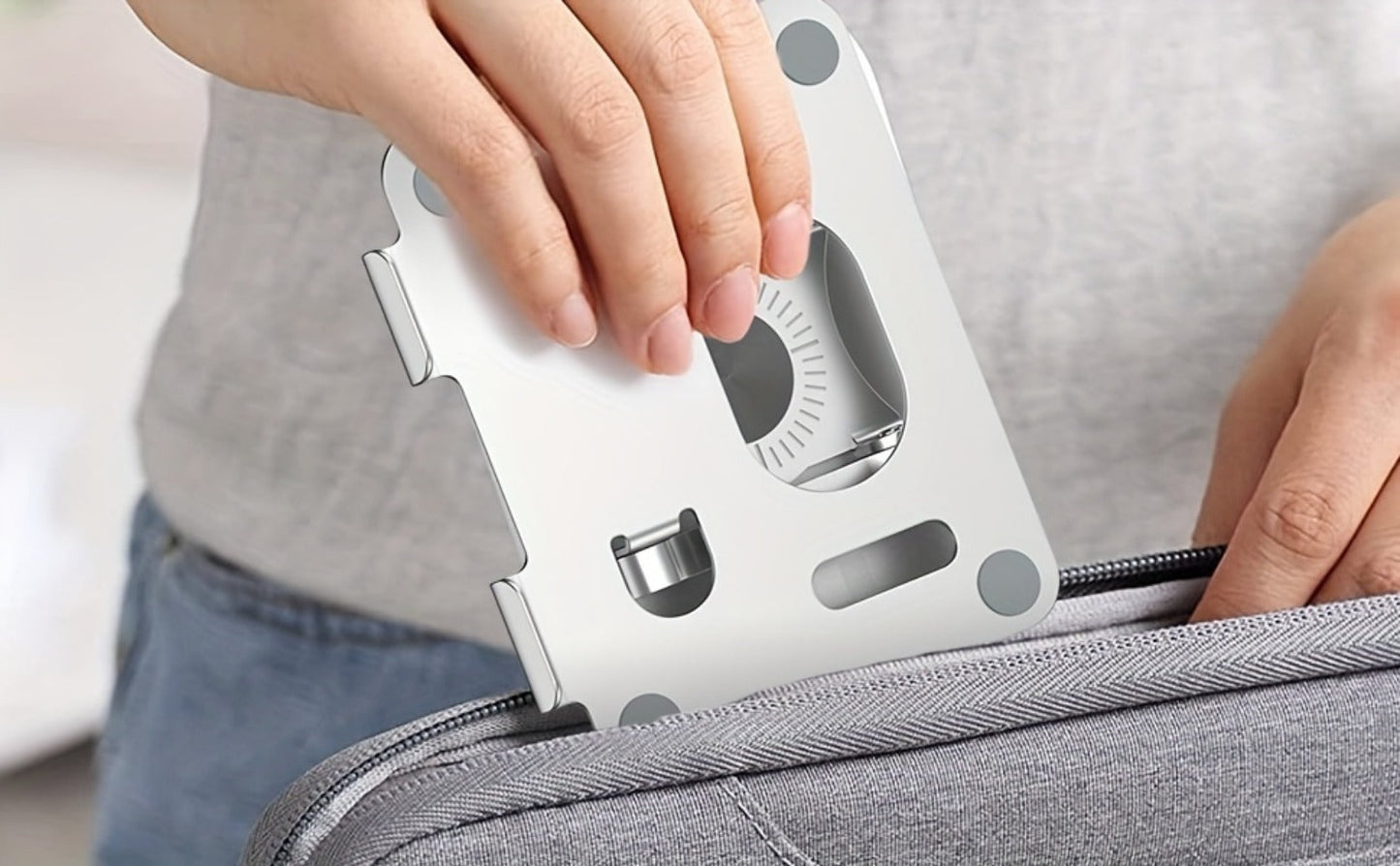 ST02 Rotating Tablet Stand in Silver, Black or Blue with Folding Aluminum Desktop Base and Adjustable Viewing Angle