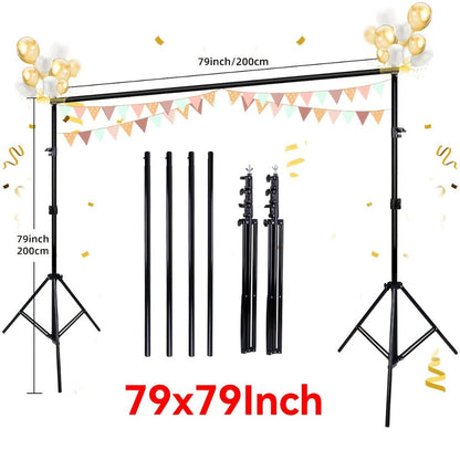Telescoping Photography Backdrop Stand with LM-2020 and LM-2630c Size Options for 79 x 79 or 118 x 102-Inch Frames
