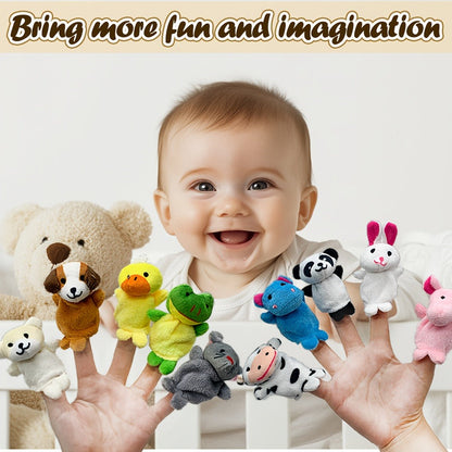 Twenty-Piece Plush Animal Finger Puppet Set with Bear, Rabbit, Panda and Assorted Character Designs