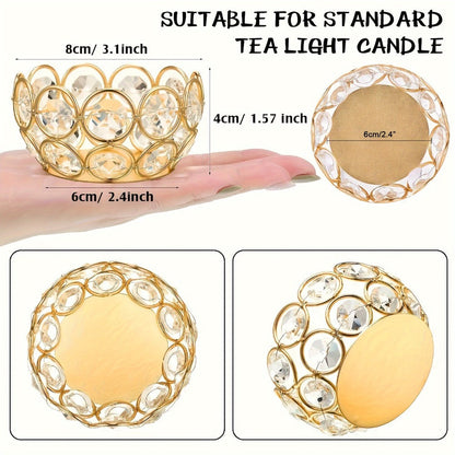 Candle Holder Set 20-Piece Tealight Cups with Openwork Crystal-Look Frames in Gold or Silver Finish