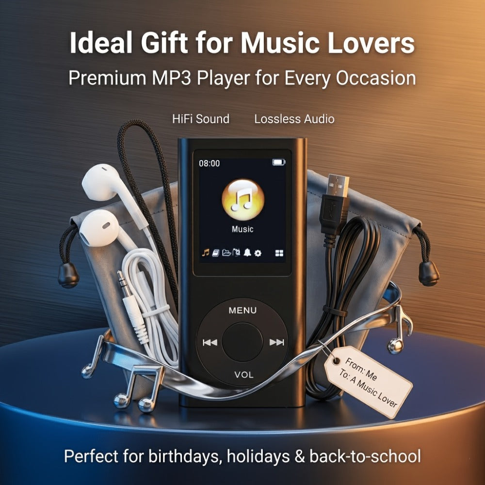 Portable MP3 MP4 Player with 128GB Expandable Storage, Lossless Audio FLAC MP3 WMA APE, Video Playback, E-Book Reader, LCD Screen, Alloy Body, Ideal for Music Travel Offline Listening