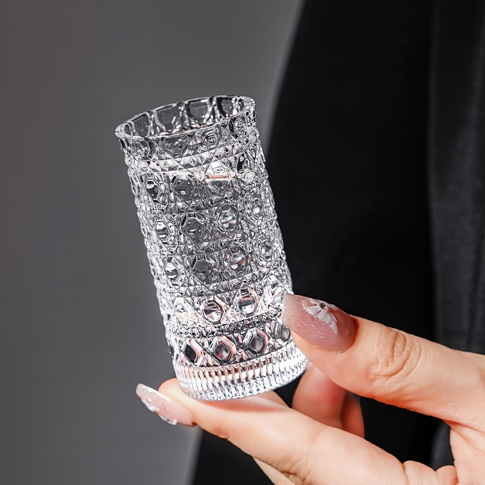 Diamond-Texture Shot Glass Set in Four- or Six-Piece Checkout Options for Home Bars and Party Serving