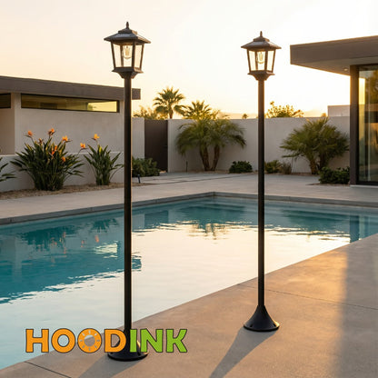Solar Outdoor Lamp Post Pole Lights 2-Pack Built-in Lithium Battery Auto On Off Waterproof Garden Pathway Yard Porch Driveway Landscape Lighting