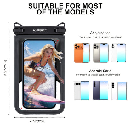 RYNAPC 2-Pack Waterproof Phone Pouch with Lanyard IPX8 Dry Bag for iPhone 16 15 14 Pro Max 6.7 Inch – Double-Layer Shockproof Sandproof Case for Swimming Boating Kayaking Beach