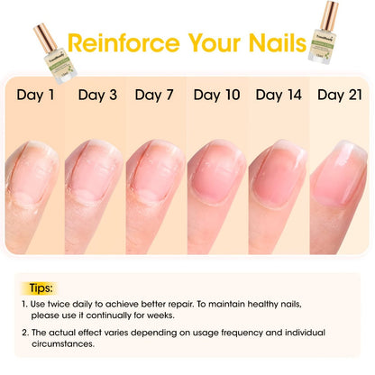 Clear Nail Care Coating Two-Bottle Set in 15 ml Square Bottles with Gold Caps and Beige Labels