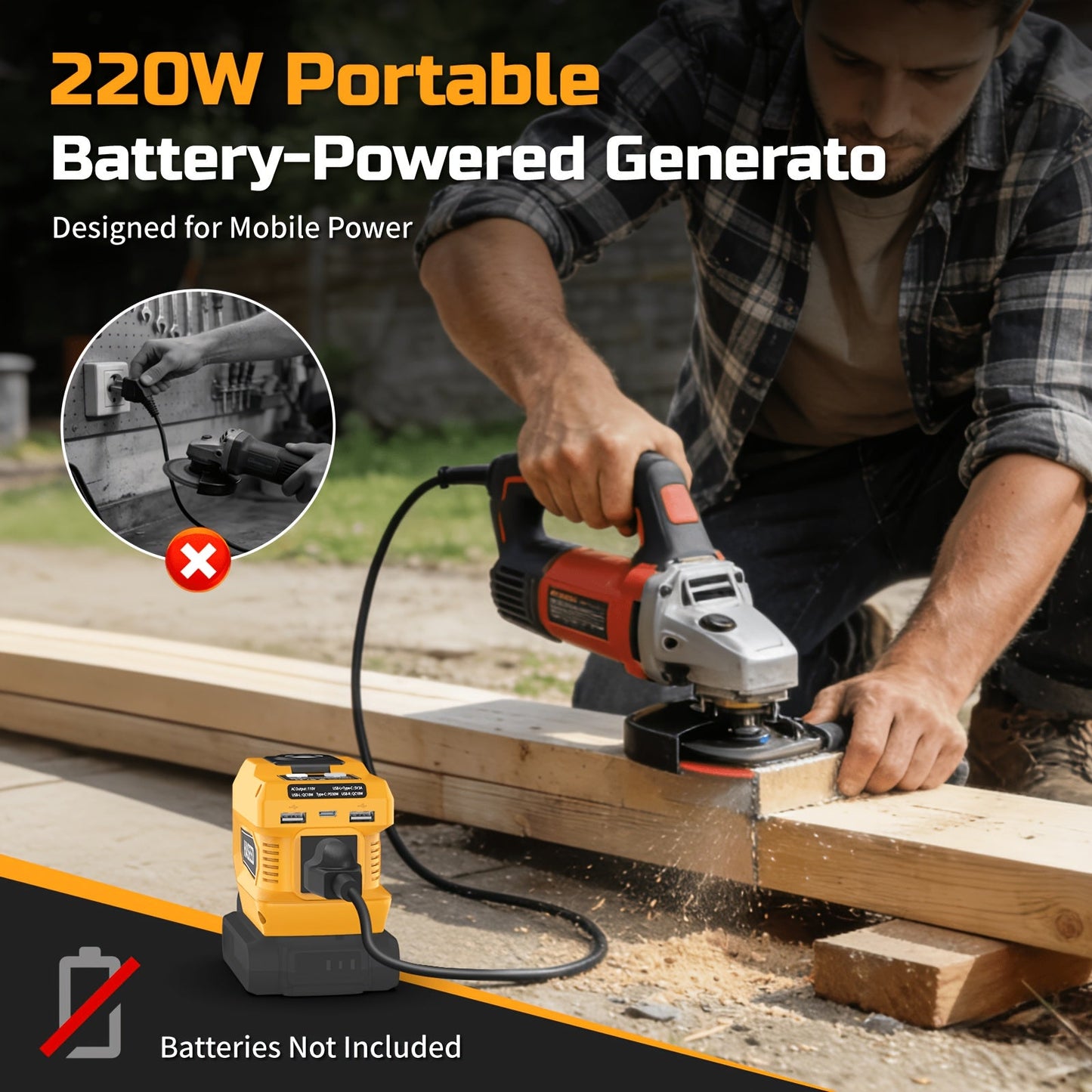 Power Inverter | DeWalt Milwaukee Battery 110V AC USB LED Work Light