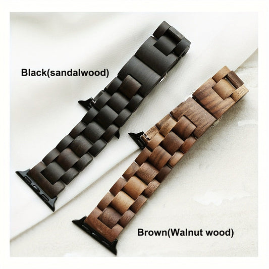 Watch Band with Walnut and Blackwood Links in Mixed, Dark Brown or Black Finishes for Listed Apple Watch Sizes