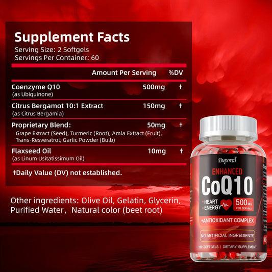 CoQ10 Coenzyme Q10 with Citrus Bergamot 120 Capsules – Heart Health, Brain & Cardiovascular Support, Energy Production & Antioxidant Defence Supplement for Women & Men