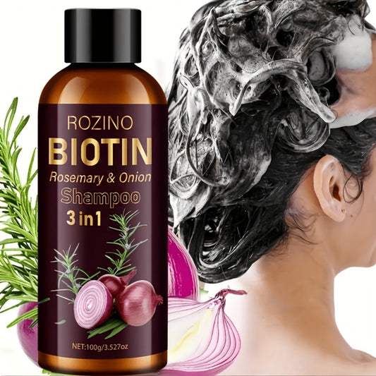 Onion Rosemary Biotin 3-in-1 Shampoo Bar for Hair Growth & Damaged Hair Repair - Scalp Cleansing Strengthening Nourishing Solid Shampoo Bar for Women All Hair Types 100g