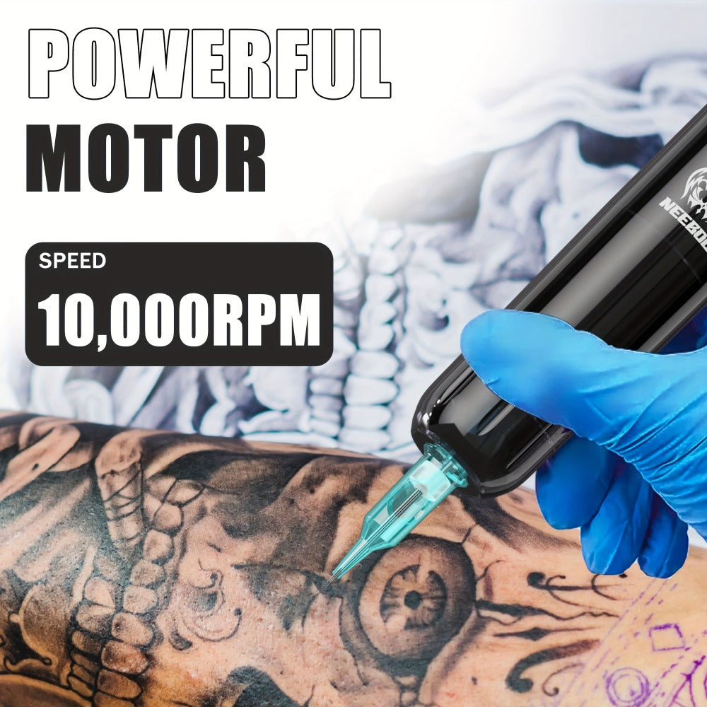 Tattoo Machine Kit Neebol Cordless Rotary Pen with 2000mAh Battery, 10 Cartridges, 7 Inks and Green Soap