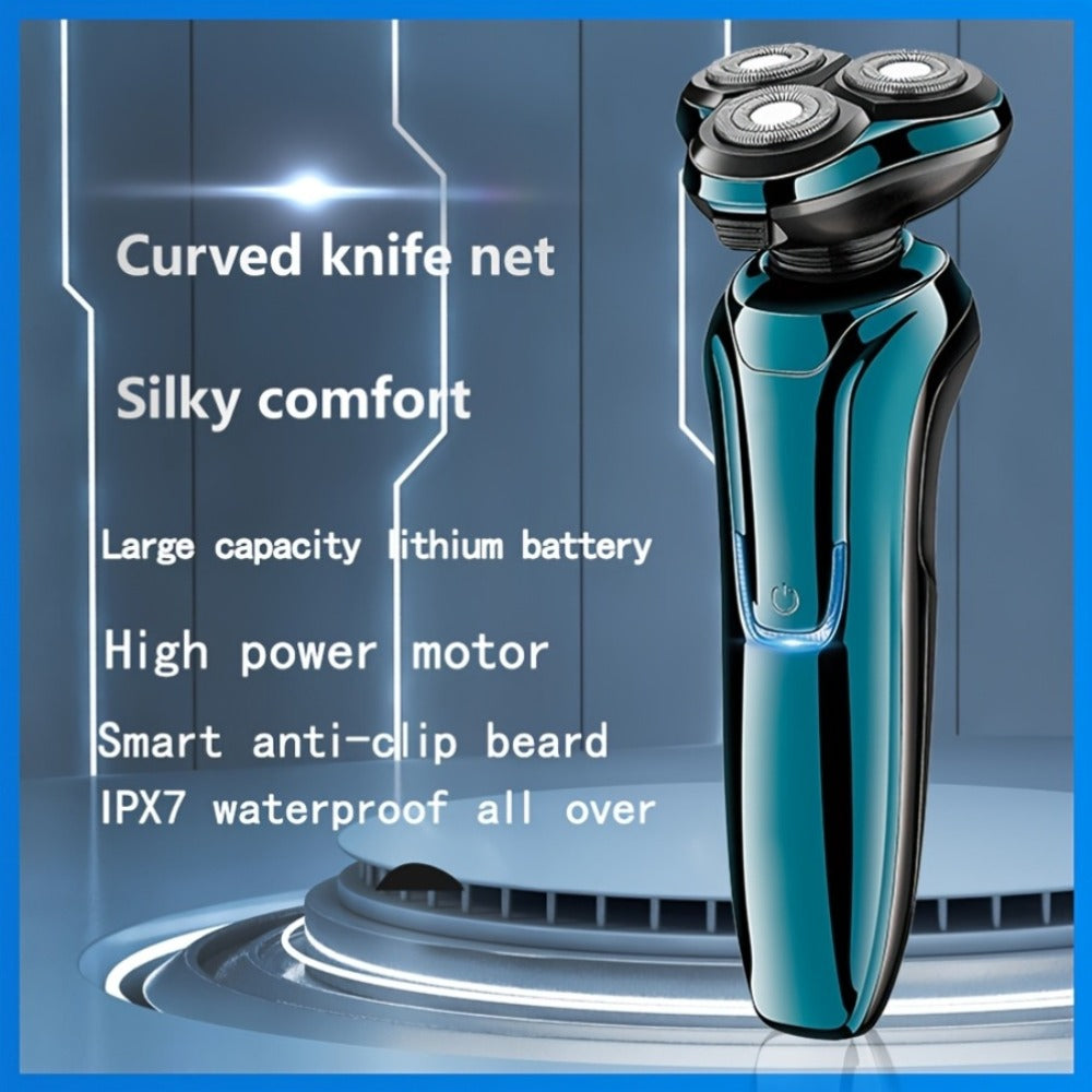 Electric Shaver 4D Floating Triple-Blade Razor with Wet/Dry Waterproof Use, LED Display and Type-C Charging