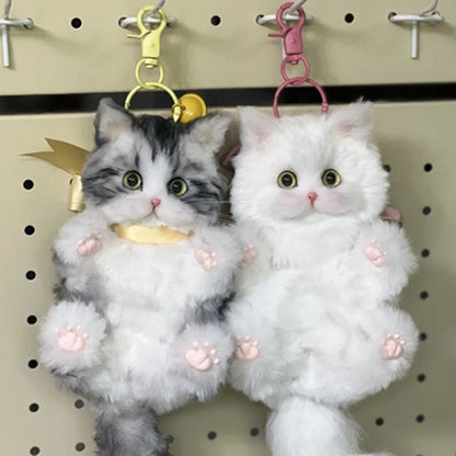Fluffy Pipe Cleaner Cat Keychain DIY Kit 2pcs Handmade Kawaii Cat Charm Craft Set – Orange Cat & Gray Cat Material Kit Gift for Girls Girlfriend Cat Lovers Beginners