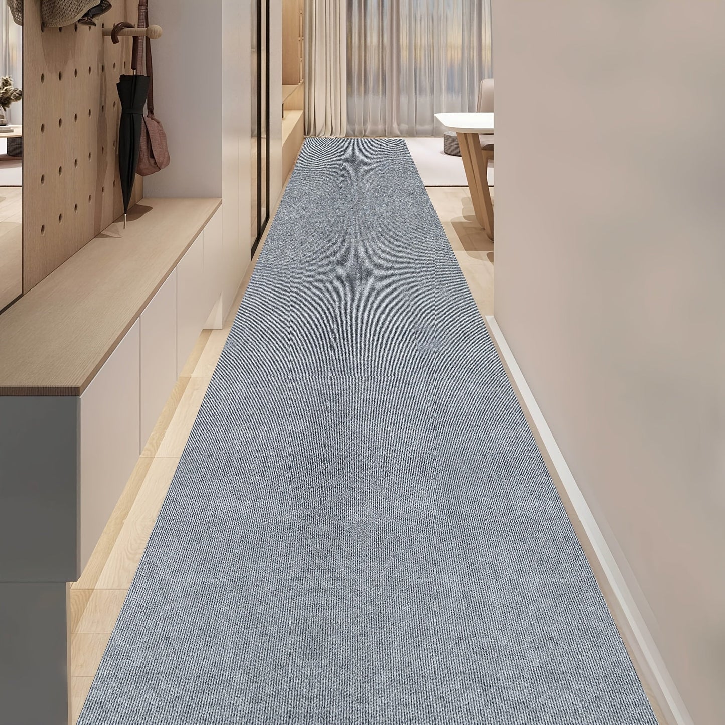 Striped Runner Rug Non-Slip Machine Washable – 100% Polyester PVC Backing Indoor Outdoor Hallway Mat, Soundproof 0.2" Thick Carpet for Kitchen, Patio & Entryway – 5 Colors, 4 Sizes
