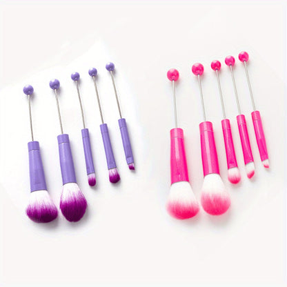 Makeup Brush Set, 10-Piece Bead-Ready ABS Handle Collection with Polyester Bristles and Eleven Color Options