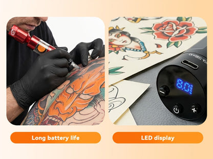 WX-6 Rechargeable Tattoo Power Supply with LED Display and Four RCA or DC Color Configurations