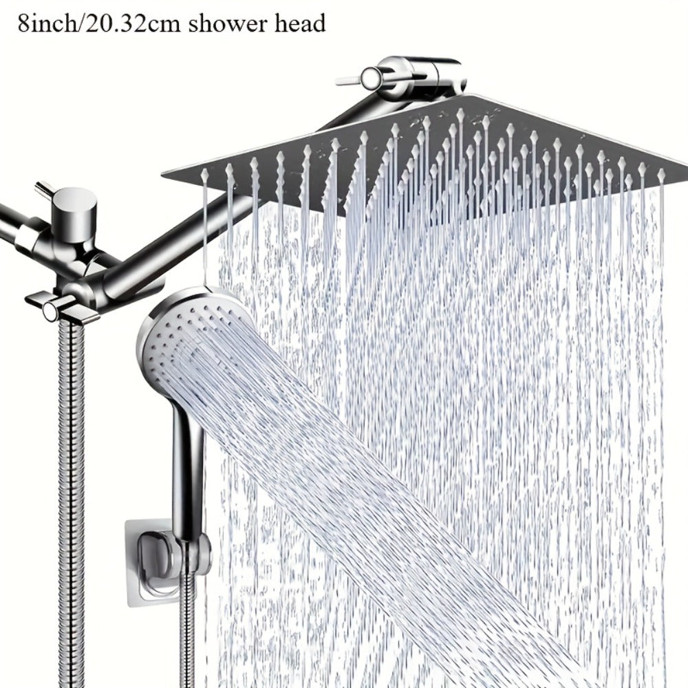 Nine-Setting High-Pressure Shower Head Combo with Handheld Wand, Hose and Adjustable Wall Mount