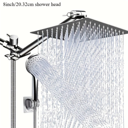 Nine-Setting High-Pressure Shower Head Combo with Handheld Wand, Hose and Adjustable Wall Mount
