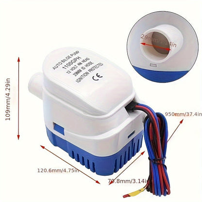 Automatic Bilge Pump 1100GPH 12V Float Switch Submersible Marine Boat Pump