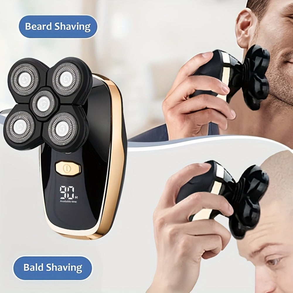 Palm-Size Multi-Rotary Electric Shaver with Display in 5D, 7D and Type A Checkout Styles Pictured