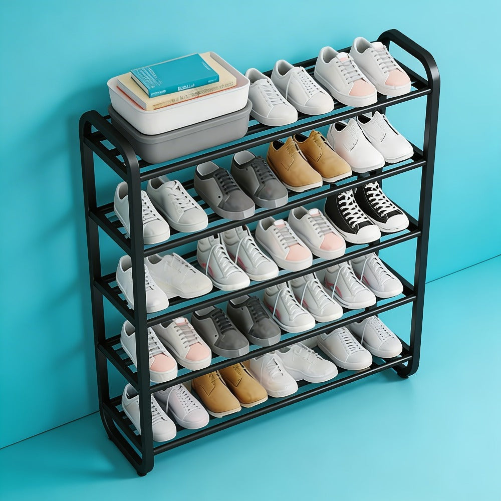 Shoe Storage Organizer 5-Layer Narrow White Rack for Entryway, Closet, Living Room and Door Areas