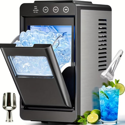Black Countertop Ice Maker with 28 lb Daily Label, 8 Cubes per 6 Minutes, 27 oz Tank and Scoop