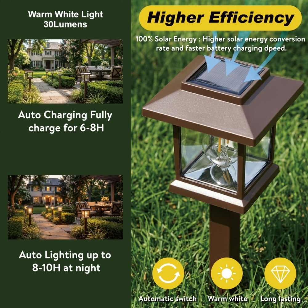 Solar Pathway Lights Outdoor Edison Style LED, Up to 12 Hours, White Solar Garden Lights for Yard