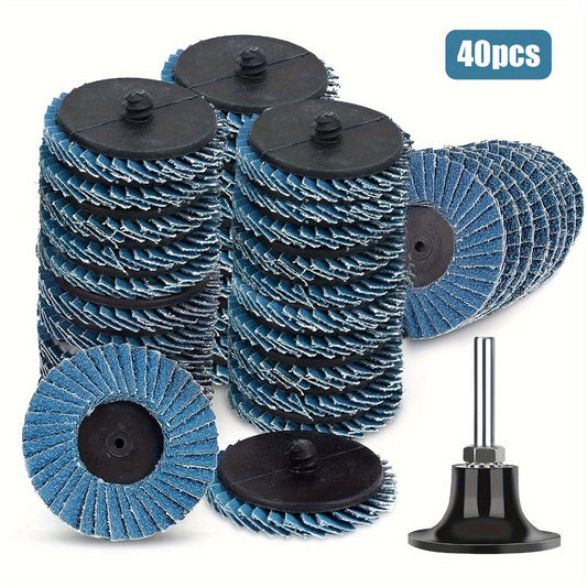 Quick Change Sanding Discs 40-Pack 2 Inch with 1/4 Shank Holder – Zirconia Alumina Grinding Discs for Metal Wood Plastic Rust Paint Removal Deburring Polishing Compatible with Die Grinder Rotary Tool