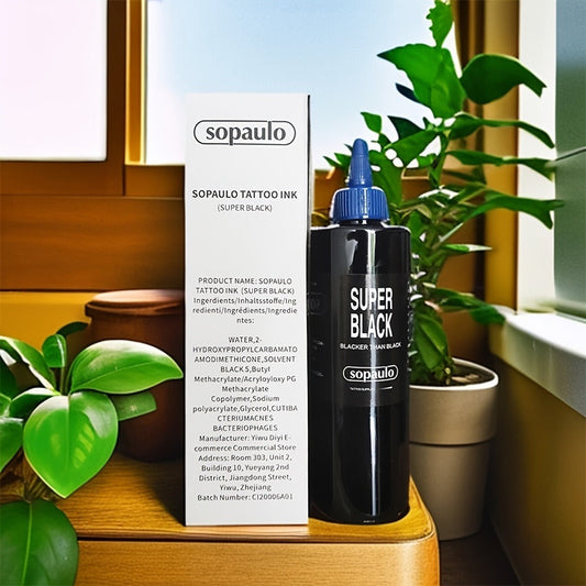 Tattoo Ink 8oz 240ml Single Black Bottle with Ultra-Dark Source Color Label and Large-Capacity Format