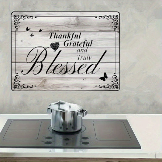 Stove Top Cover Heat Resistant Scratch-Proof 28.5x20.5" - Thankful Grateful Blessed Kitchen Decor Glass Protector Mat for Cooktops, Ovens, Washers & Dryers, Easy-Clean Multipurpose Noodle Board