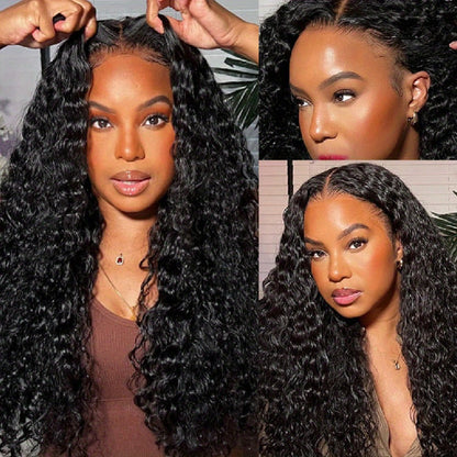 250% Density Deep Wave Wig 13x4 HD Lace Front Human Hair Glueless Wear and Go – Pre-Plucked Pre-Cut Natural Black Long Curly Wig for Women 28 34 Inch Beginner Friendly Protective Style