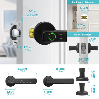 Smart Door Lock Handle with Fingerprint, Keypad, IC Card, App and Key in Single or Double Row Options