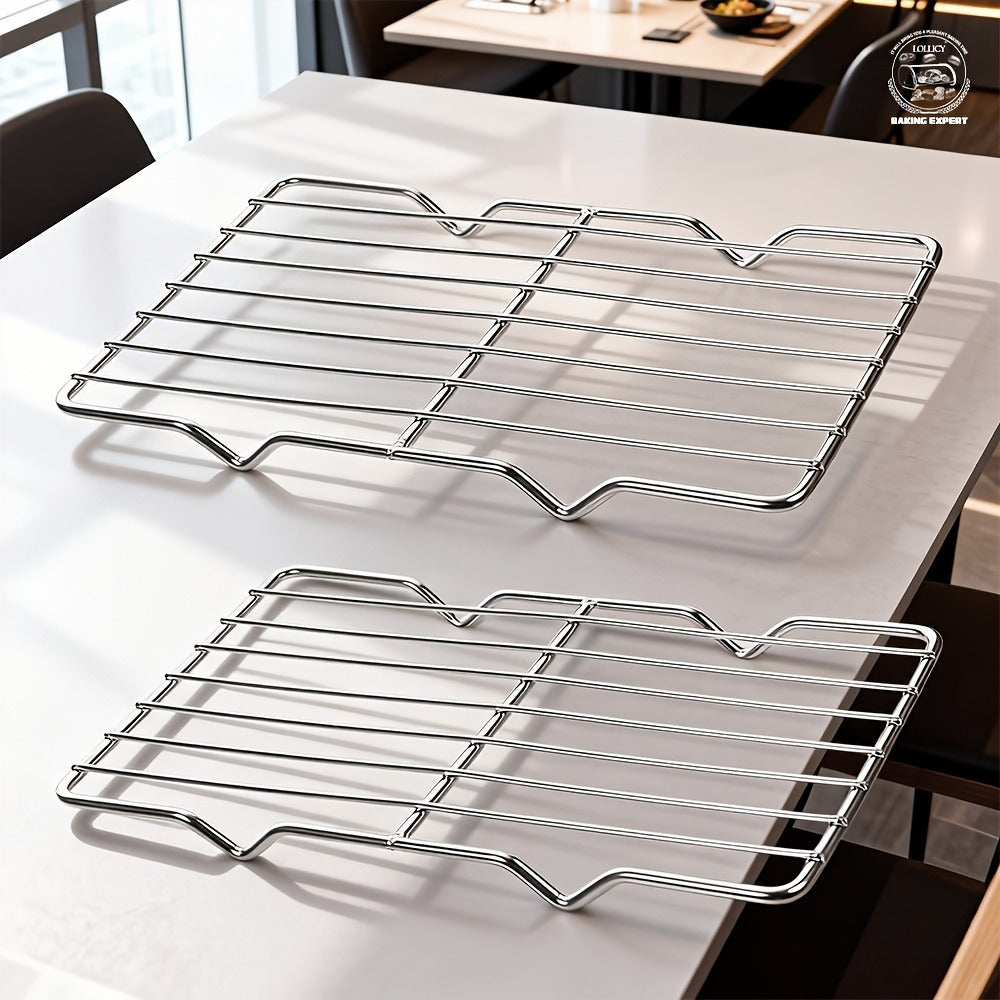 Two-Piece Carbon Steel Cooling Rack Set in Two Sizes for Cookies, Cakes, Roasting and Grilling