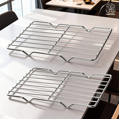 Two-Piece Carbon Steel Cooling Rack Set in Two Sizes for Cookies, Cakes, Roasting and Grilling