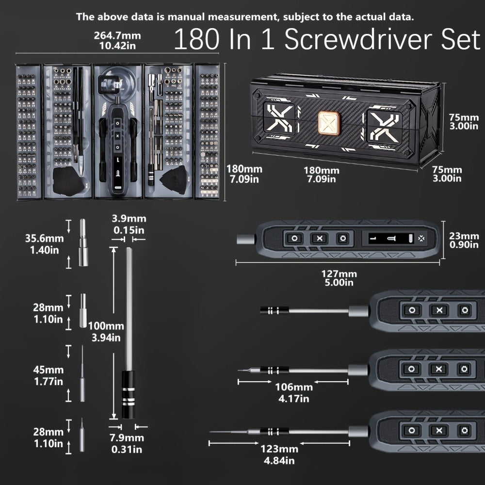 Precision Screwdriver Set 128/180 in 1, Magnetic Professional Repair Tool Kit for MacBook Laptop iPhone Xbox Game Console Tablet, Electric & Manual Versions Available