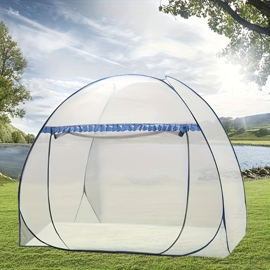 Mosquito Net for Bed Pop Up Bed Canopy 360° Protection Portable Foldable Yurt Mosquito Net with U-Shaped Zipper Ruffled Design Anti-Mosquito Indoor Bedroom Canopy Gray Blue Multiple Sizes
