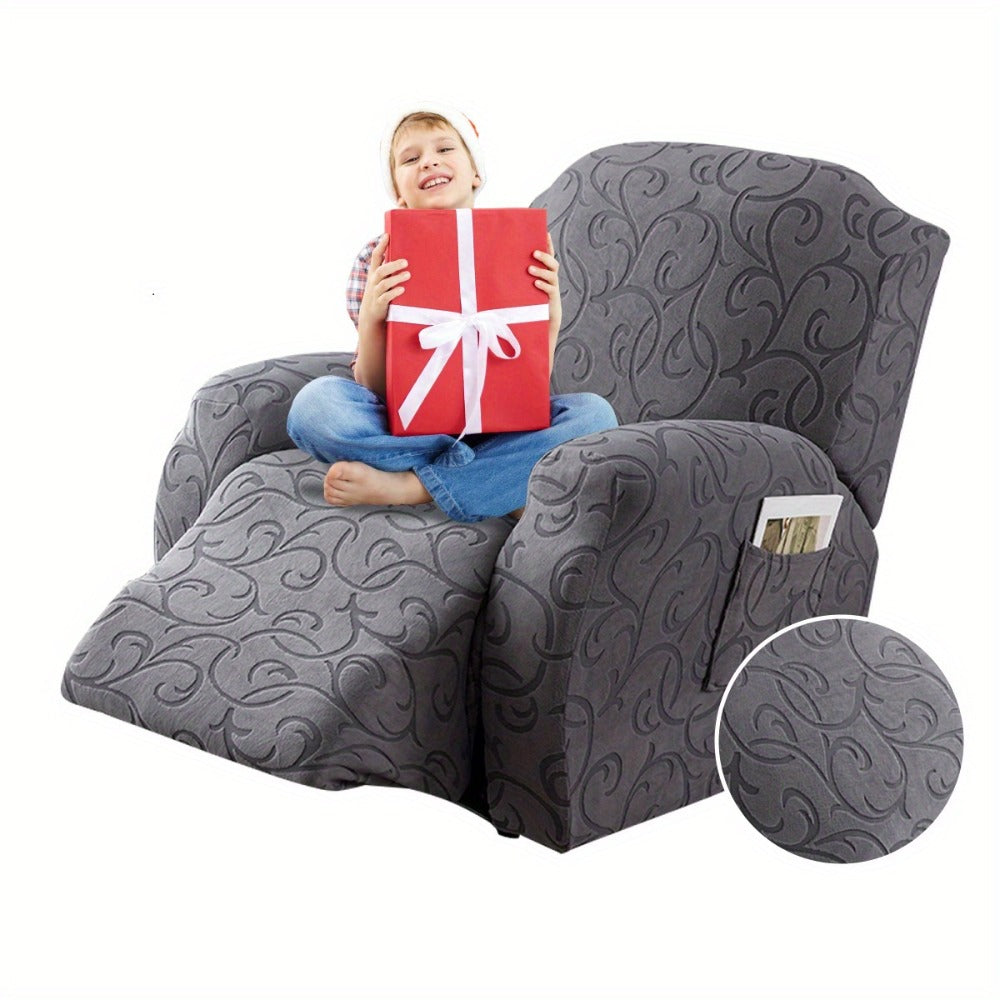 Chair Cover Four-Piece Stretch Recliner Slipcover with Swirl Texture and Four Available Color Choices