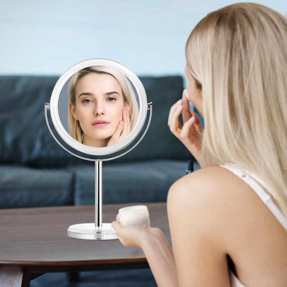 1X/30X Magnifying Makeup Mirror with Stand – Double Sided 360° Rotation Vanity Mirror for Travel & Home