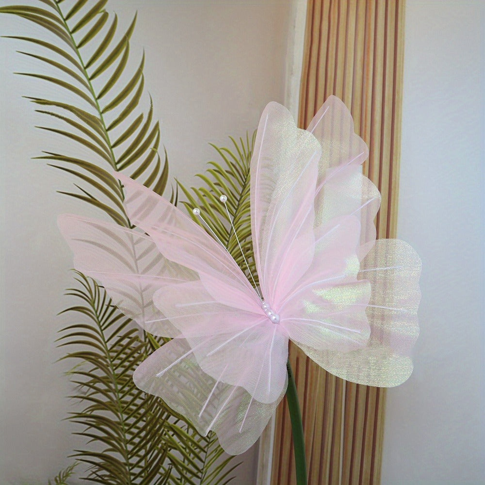 3D Artificial Butterfly Decorations 2pcs – Realistic Featherless Fake Butterflies for Wedding, Home, Garden & Party Decor | No Electricity Required | All-Season Indoor Outdoor Holiday Accent