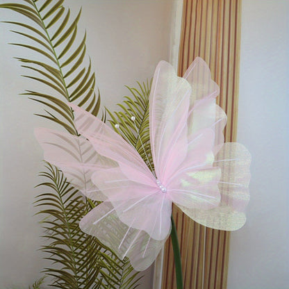3D Artificial Butterfly Decorations 2pcs – Realistic Featherless Fake Butterflies for Wedding, Home, Garden & Party Decor | No Electricity Required | All-Season Indoor Outdoor Holiday Accent