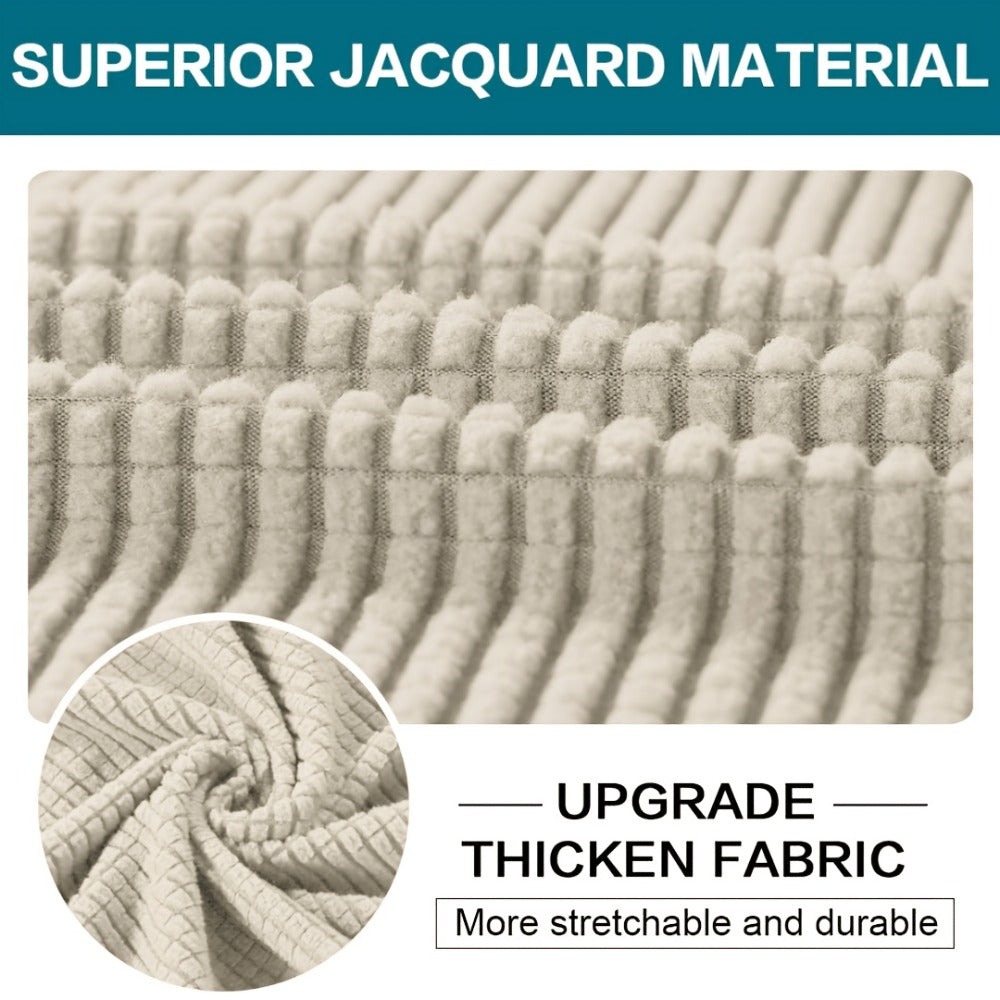Sofa Cover Grid Jacquard Elastic Full-Cover Slipcover with Anti-Slip Fit for 1 to 3 Seats and XL Sofas