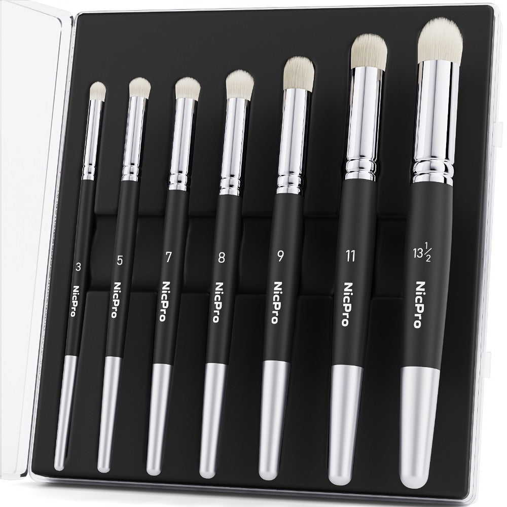 Dry Brush Set for Miniature Painting 7 Sizes – Professional Drybrush Kit with Storage Case | Hobby Detail Paint Brushes for Models Warhammer DnD Figures | Black & Gray | Gift for Hobbyists