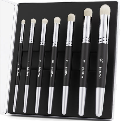Dry Brush Set for Miniature Painting 7 Sizes – Professional Drybrush Kit with Storage Case | Hobby Detail Paint Brushes for Models Warhammer DnD Figures | Black & Gray | Gift for Hobbyists